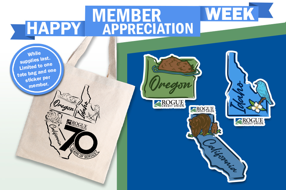 Happy member appreciation week. Score a custom-designed cotton tote bag and sticker pack at your local branch, while supplies last.