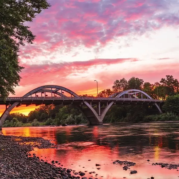 Caveman Bridge before a sunset